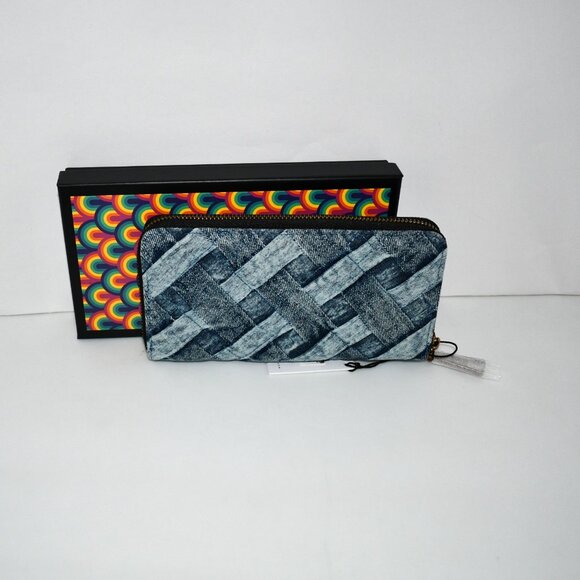 Kurt Geiger London Kensington Woven Denim Zip Around Wallet in Blue #4199388669 - Picture 4 of 5
